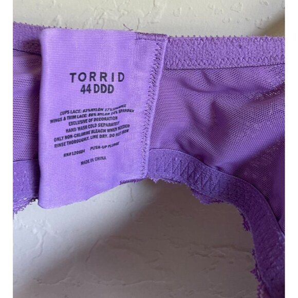 TORRID 44DDD Purple Push Up Plunge Lace Underwire Bra - Picture 3 of 7
